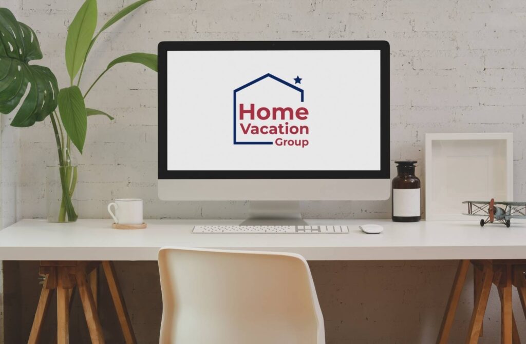 Diseño de logo de Home Vacation Group, mostrando un estilo acogedor y atractivo.