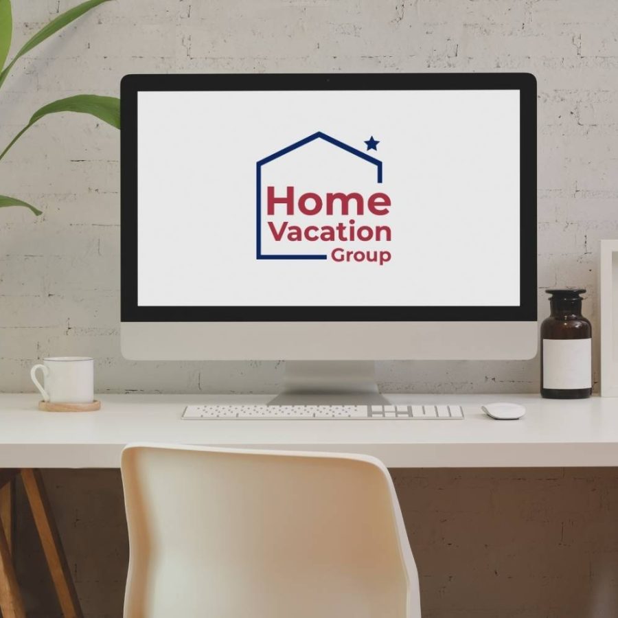 Diseño de logo de Home Vacation Group, mostrando un estilo acogedor y atractivo.